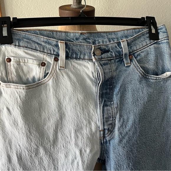 LEVIS sz 29 x 26 501 Two Tone Half Splice Blue Denim Jeans Button Fly - Picture 11 of 12